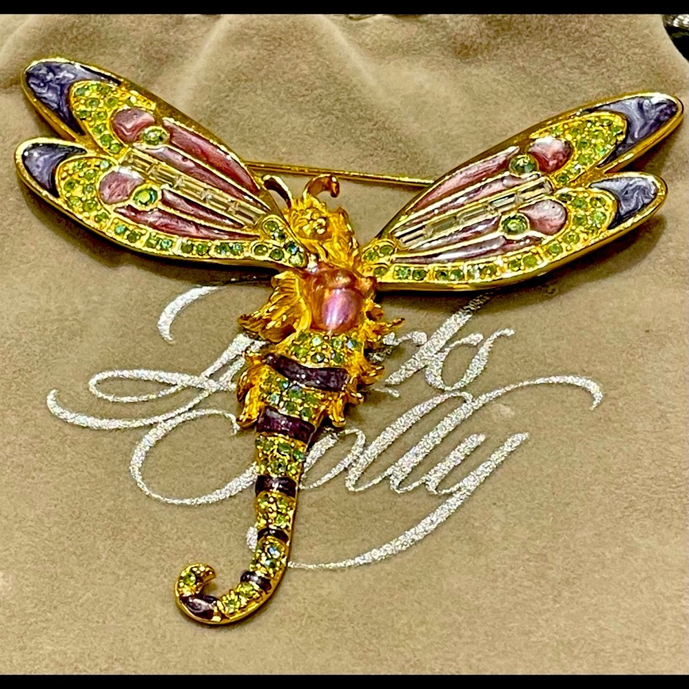 KIRKS FOLLY DRAGONFLY FAIRY RARE/SIGNED "LUNA ANTENNA FAIRY BROOCH